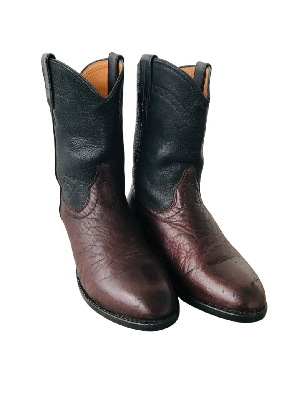 Ariat Cowboy Western Boots Mens 9.5 M Brown Black Leather Roper
